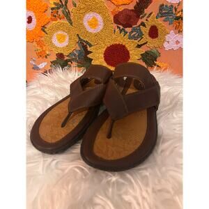 Born Concept b.o.c. Brown Leather Sandals Cushion Insole Summer Classic Sz 8